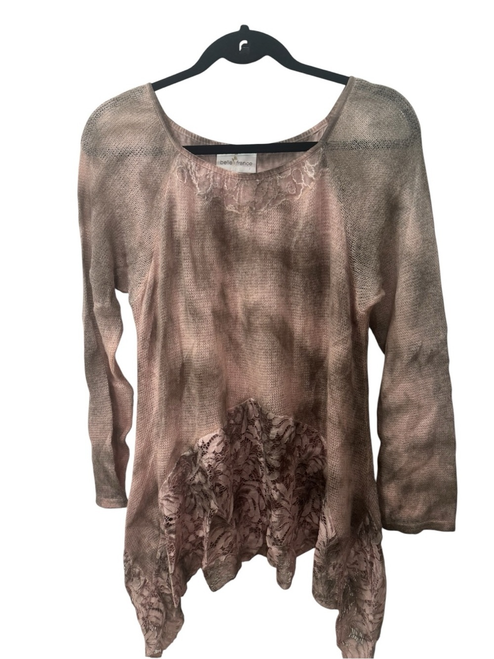 Belle France BoHo Fairycore lace knit sweater womens size S